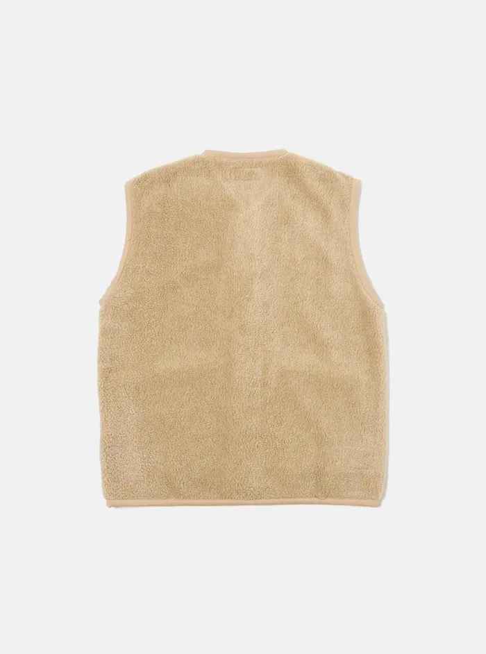 Lancaster Gilet In Stone Mountain Fleece Men Universal Works Waistcoats and Gilets
