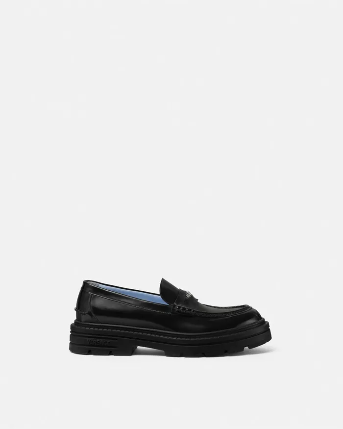 Loafers and Slippers Men Versace Adriano Loafers Blacksilver