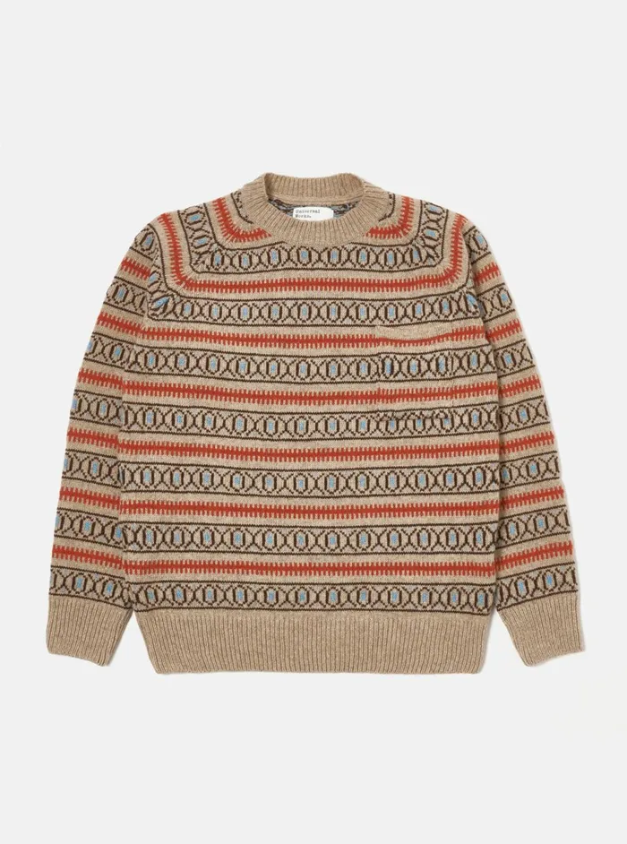 Loose Pocket Crew In Oatmeal Eco Wool Men Universal Works Knitwear