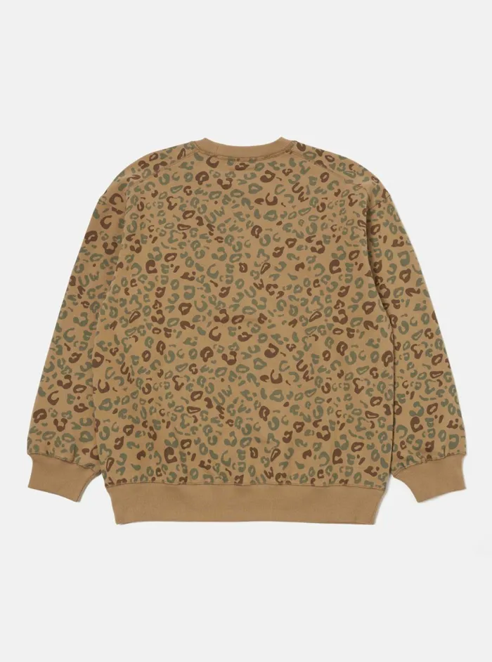 Loose Sweatshirt In Sand Leopard Brush Back Men Universal Works Sweatshirts
