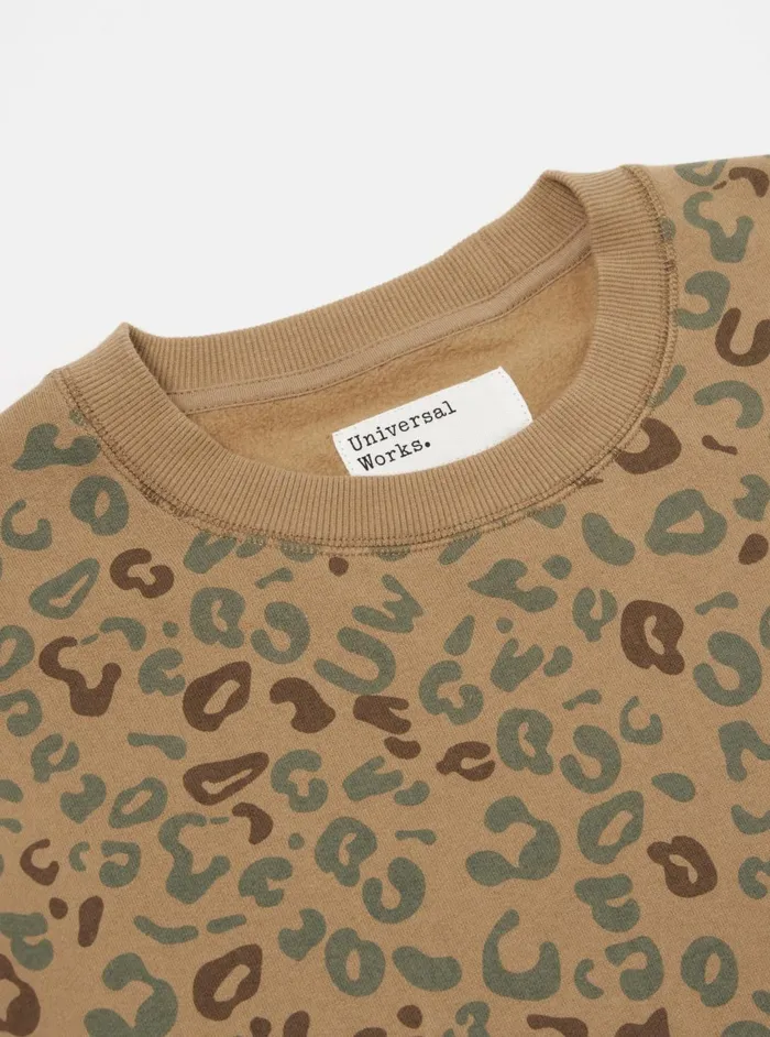 Loose Sweatshirt In Sand Leopard Brush Back Men Universal Works Sweatshirts