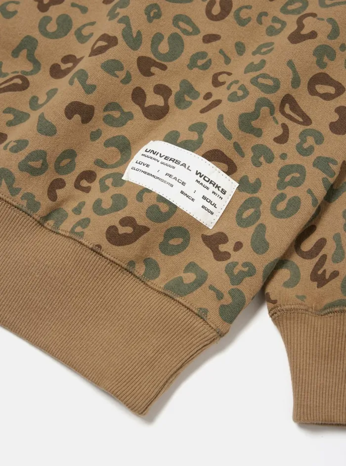 Loose Sweatshirt In Sand Leopard Brush Back Men Universal Works Sweatshirts