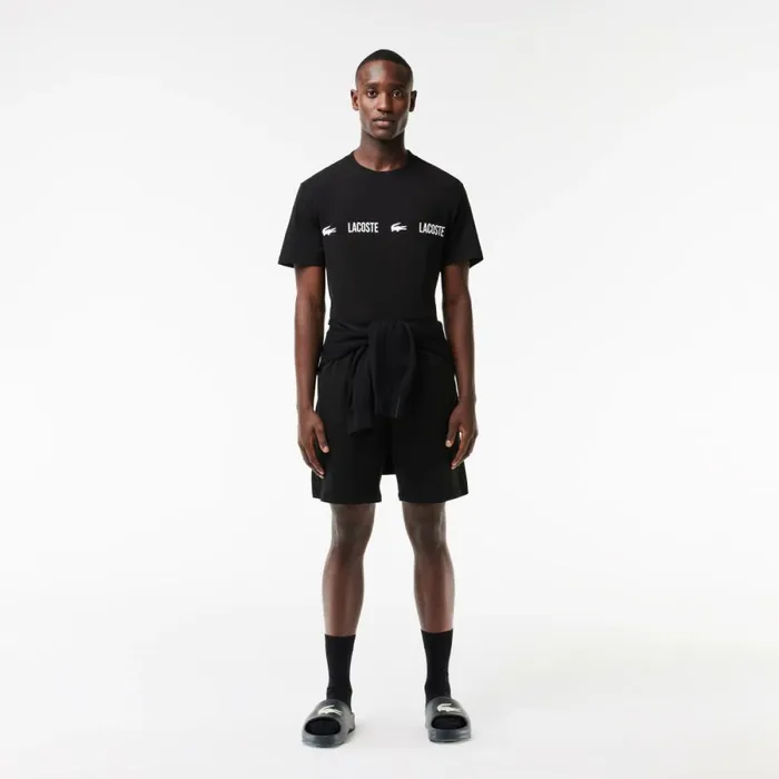 Loungewear and Pajamas Men Lacoste Men039s Branded Jersey Pajama Top Black White 258