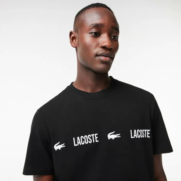 Loungewear and Pajamas Men Lacoste Men039s Branded Jersey Pajama Top Black White 258