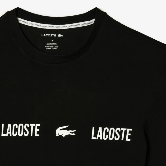 Loungewear and Pajamas Men Lacoste Men039s Branded Jersey Pajama Top Black White 258