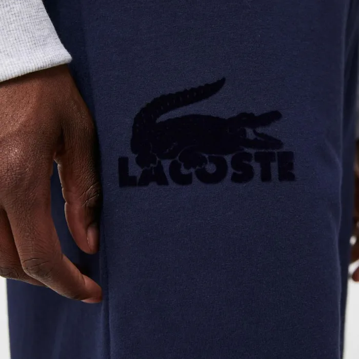 Loungewear and Pajamas Men Lacoste Men039s Velour Crocodile Cotton Fleece Lounge Shorts Navy Blue 423