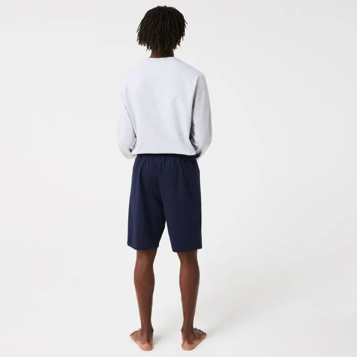 Loungewear and Pajamas Men Lacoste Men039s Velour Crocodile Cotton Fleece Lounge Shorts Navy Blue 423