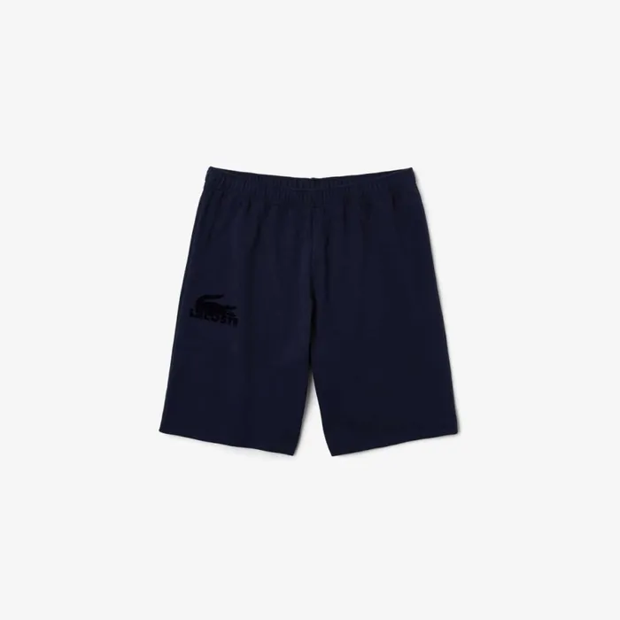 Loungewear and Pajamas Men Lacoste Men039s Velour Crocodile Cotton Fleece Lounge Shorts Navy Blue 423