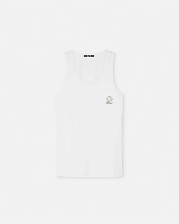 Loungewear and Pajamas Men Versace Medusa Tank Top Undershirt White
