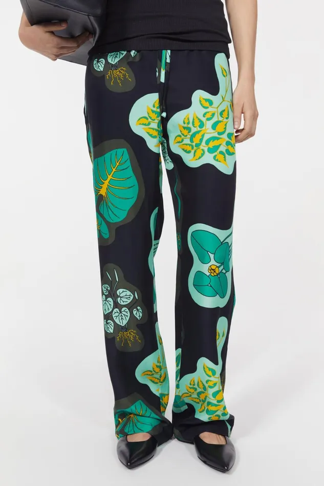 Lunara Leaf Pants Black Women Rodebjer Trousers