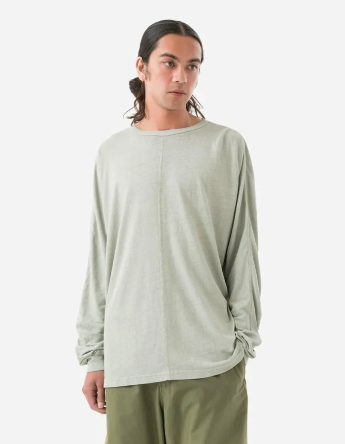 Maharishi Long Sleeve TShirts 5245 Hemp Cross Oversized LS TShirt Sage 8211 Men
