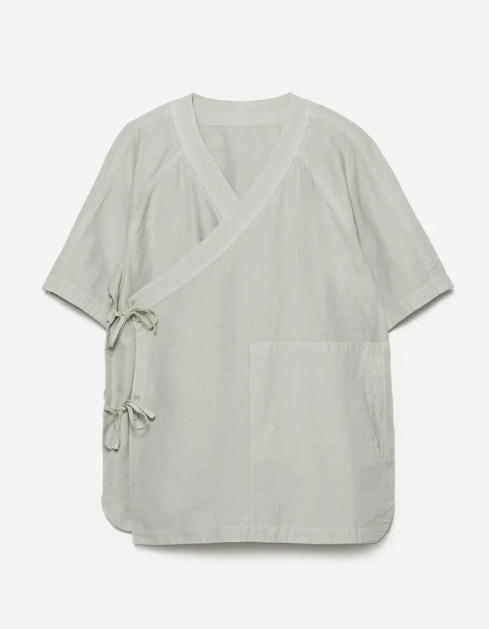 Maharishi Short Sleeve Shirts 6079 Asym Monk Hemp Shirt Sage 8211 Men