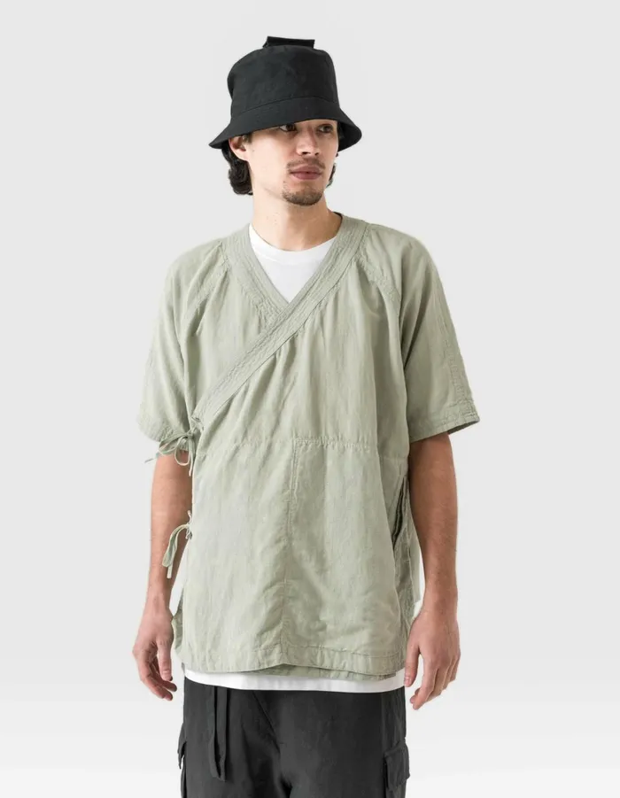 Maharishi Short Sleeve Shirts 6079 Asym Monk Hemp Shirt Sage 8211 Men
