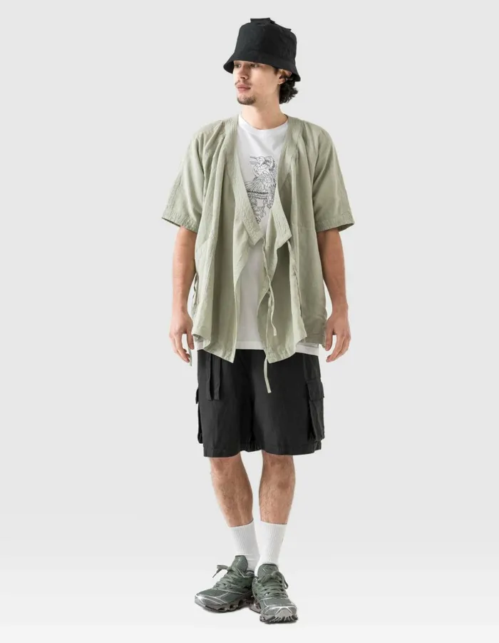 Maharishi Short Sleeve Shirts 6079 Asym Monk Hemp Shirt Sage 8211 Men