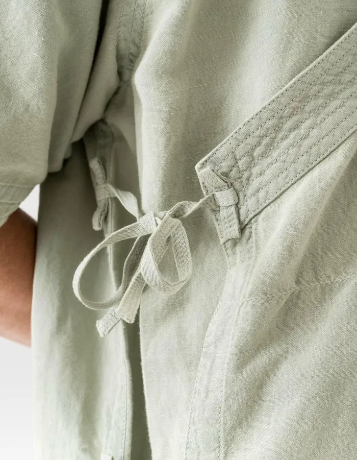 Maharishi Short Sleeve Shirts 6079 Asym Monk Hemp Shirt Sage 8211 Men