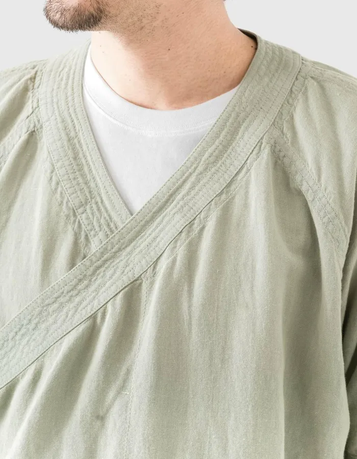 Maharishi Short Sleeve Shirts 6079 Asym Monk Hemp Shirt Sage 8211 Men