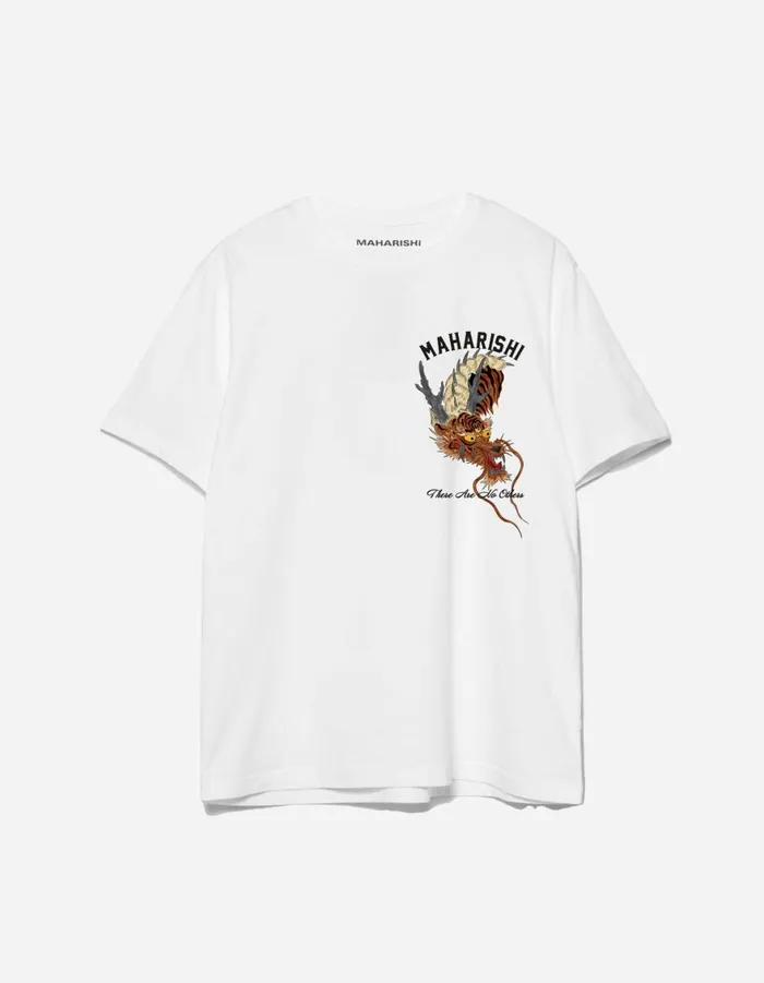 Maharishi Short Sleeve TShirts 6100 Tour Tiger Dragon TShirt White 8211 Men