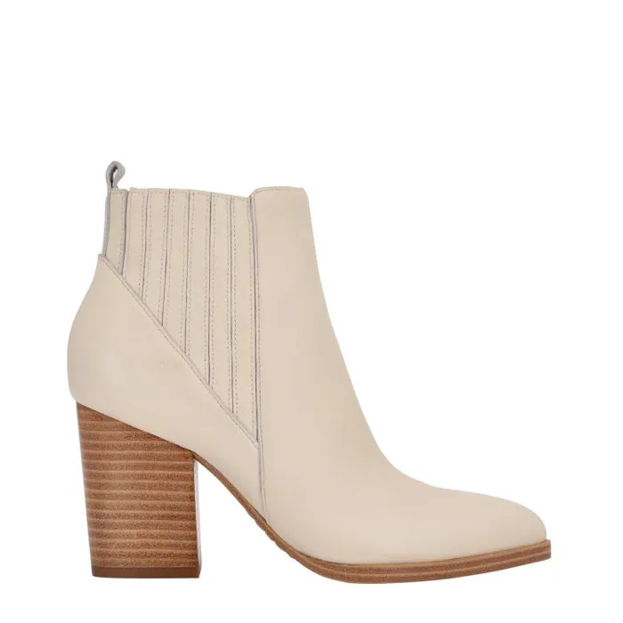 Marc Fisher Booties Women Alva Pointy Toe Bootie Chic Cream Leather