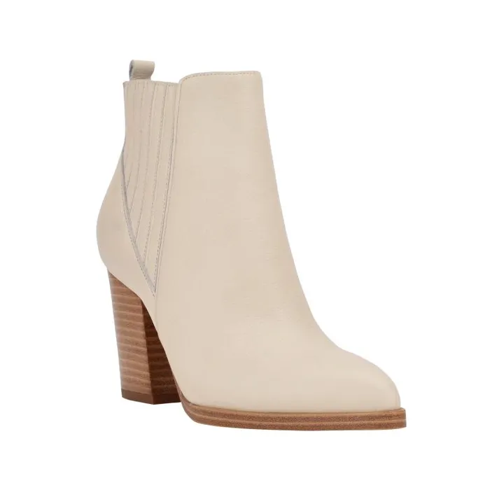 Marc Fisher Booties Women Alva Pointy Toe Bootie Chic Cream Leather