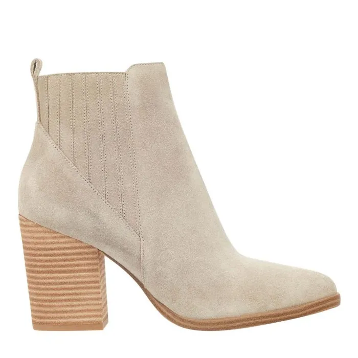 Marc Fisher Booties Women Alva Pointy Toe Bootie Light Natural Suede