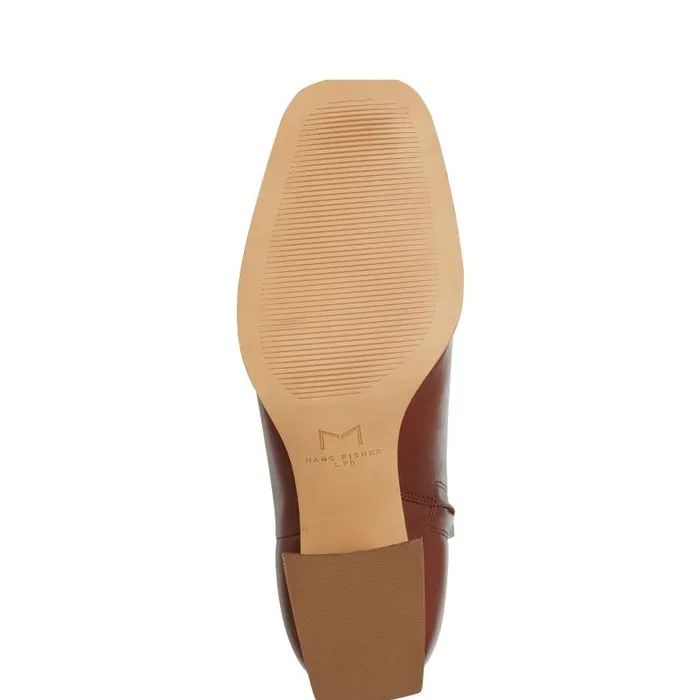 Marc Fisher Booties Women Floria Square Toe Bootie Tan Leather