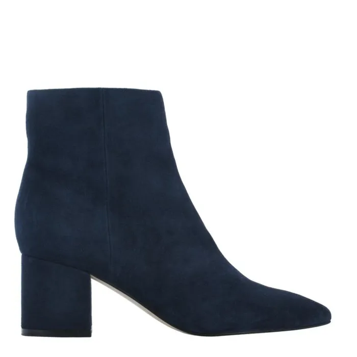 Marc Fisher Booties Women Jarli Pointy Ankle Bootie Navy Suede