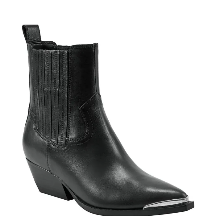 Marc Fisher Booties Women Pryce Western Bootie Black Leather