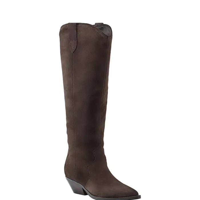 Marc Fisher Boots and Booties Women Ander Western Boot Dark Brown Suede