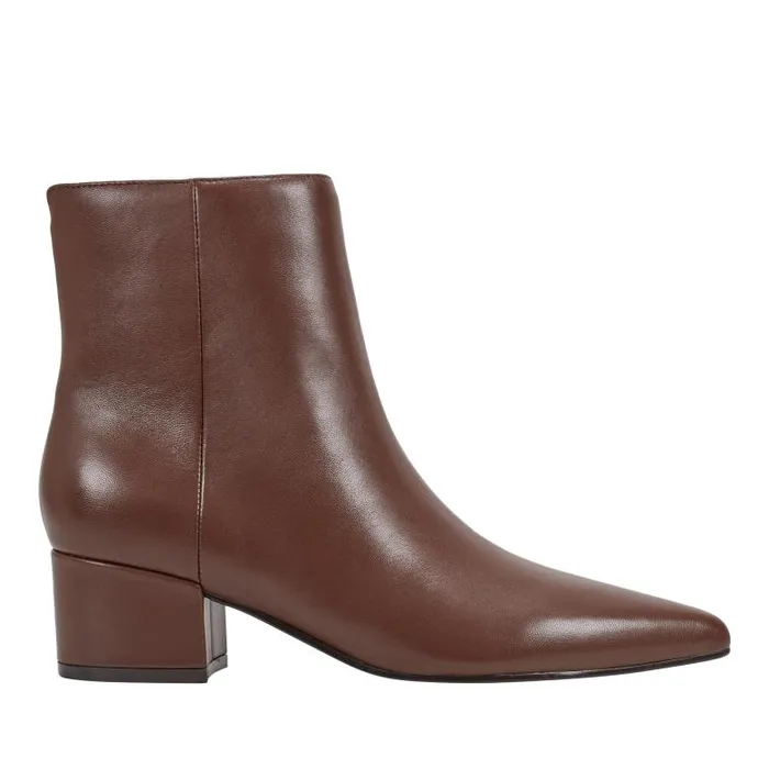 Marc Fisher Boots and Booties Women Leonna Ankle Bootie Dark Brown Leather