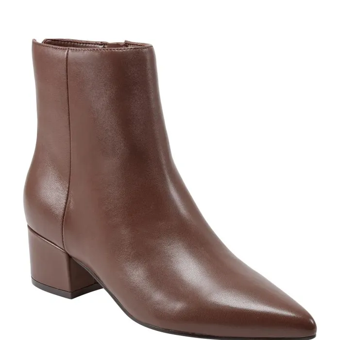 Marc Fisher Boots and Booties Women Leonna Ankle Bootie Dark Brown Leather