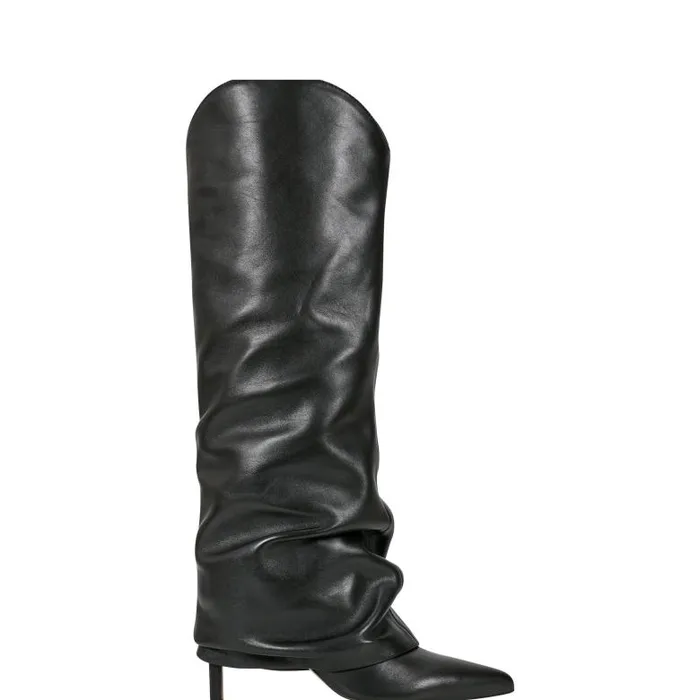 Marc Fisher Boots and Booties Women Nairine Foldover Dress Boot Black Leather
