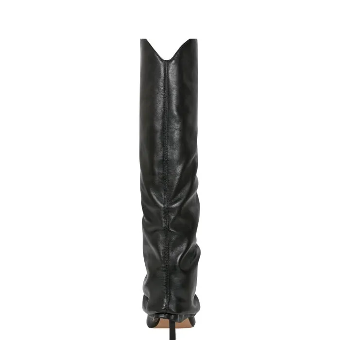 Marc Fisher Boots and Booties Women Nairine Foldover Dress Boot Black Leather