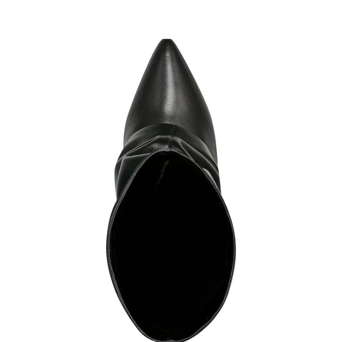 Marc Fisher Boots and Booties Women Nairine Foldover Dress Boot Black Leather