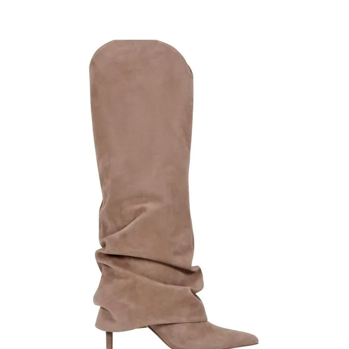 Marc Fisher Boots and Booties Women Nairine Foldover Dress Boot Natural Suede