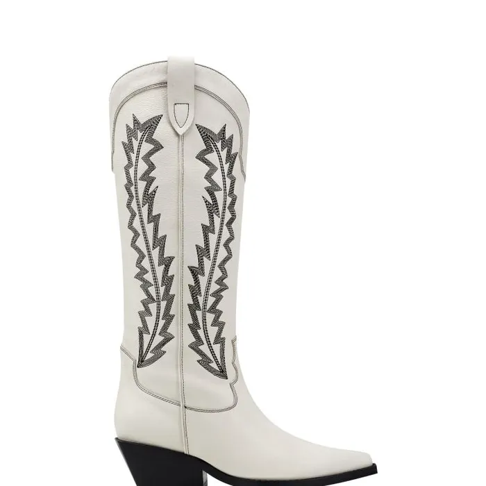 Marc Fisher Boots Women Roselle Western Boot Chic Cream Leather
