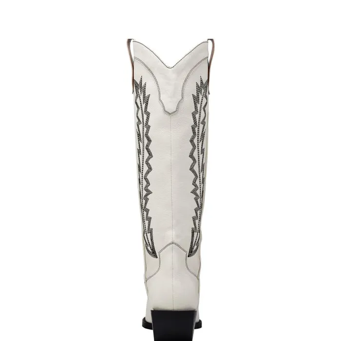 Marc Fisher Boots Women Roselle Western Boot Chic Cream Leather