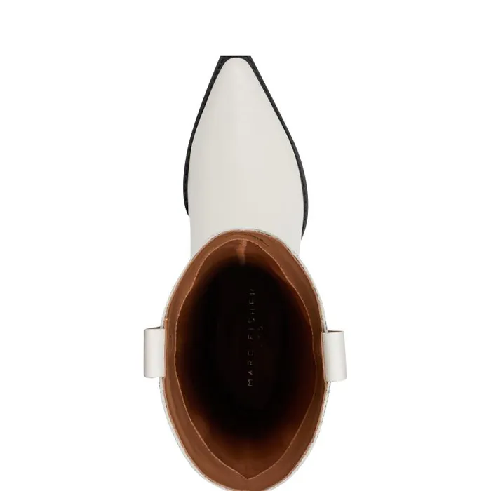 Marc Fisher Boots Women Roselle Western Boot Chic Cream Leather