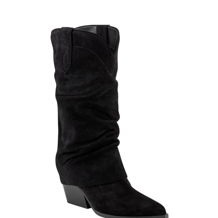 Marc Fisher Casual Boots Women Calysta Block Heel Pointy Toe Boot Black