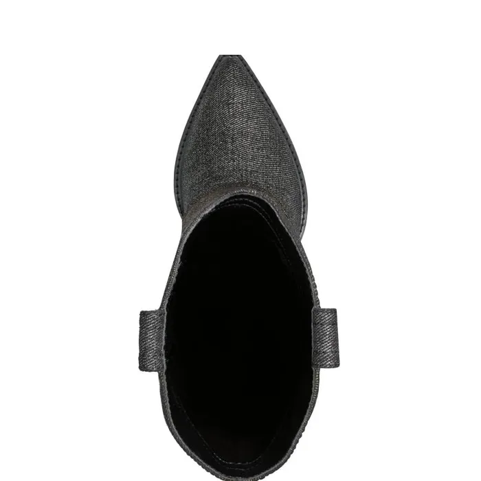 Marc Fisher Casual Boots Women Harlo Foldover Western Boot Black Metallic Denim
