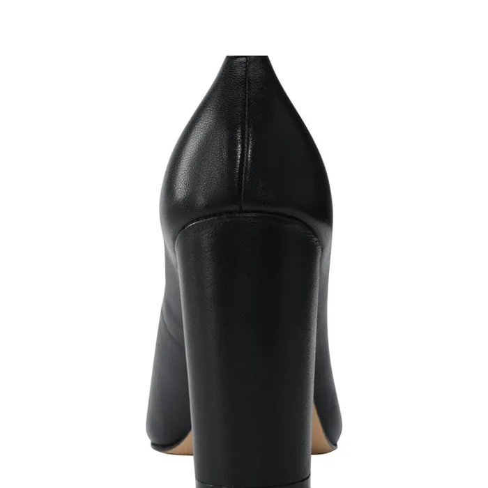 Marc Fisher Heels and Pumps Women Abilene Block Heel Pointy Toe Pump Black Leather