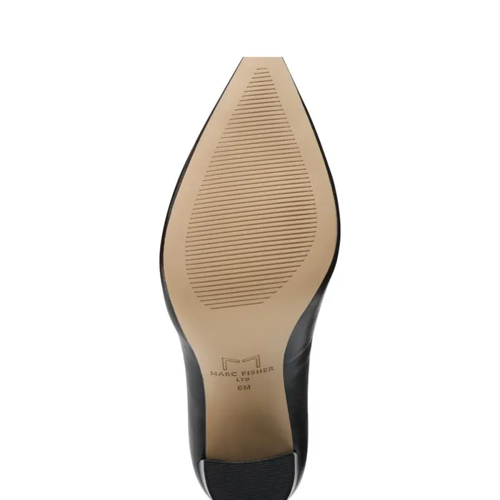 Marc Fisher Heels and Pumps Women Abilene Block Heel Pointy Toe Pump Black Leather