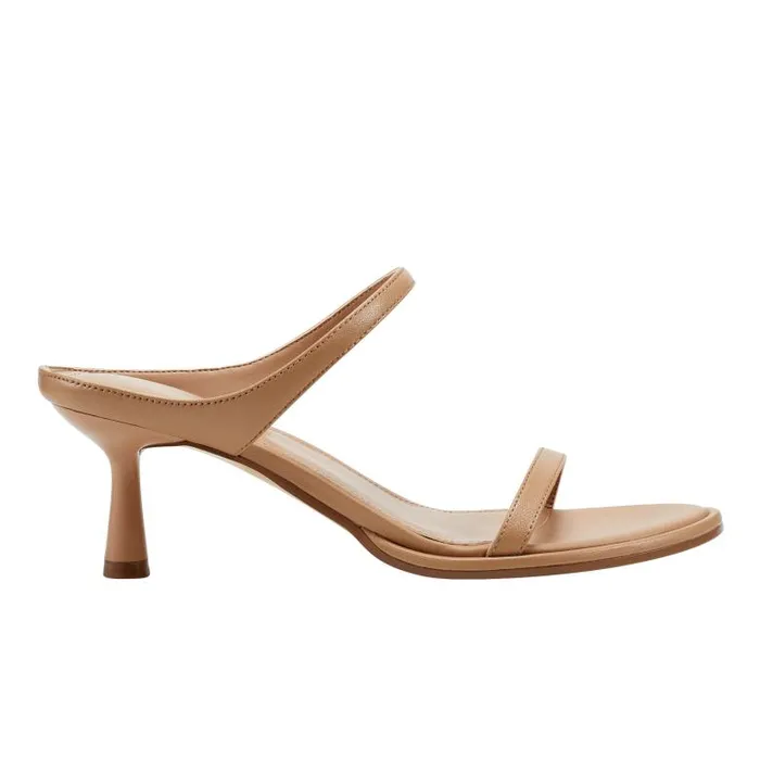 Marc Fisher Heels and Pumps Women Alonde Heeled Slide Sandal Medium Natural Leather Marc Fisher Heels and Pumps Women Alonde Heeled Slide Sandal Medium Natural Leather