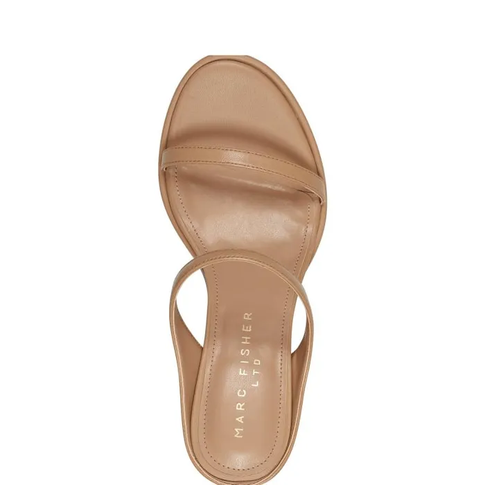 Marc Fisher Heels and Pumps Women Alonde Heeled Slide Sandal Medium Natural Leather
