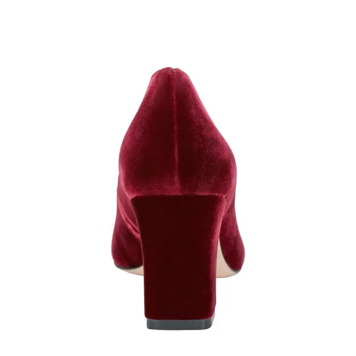 Marc Fisher Heels and Pumps Women Zala Block Heel Pointy Toe Pump Dark Red Velvet