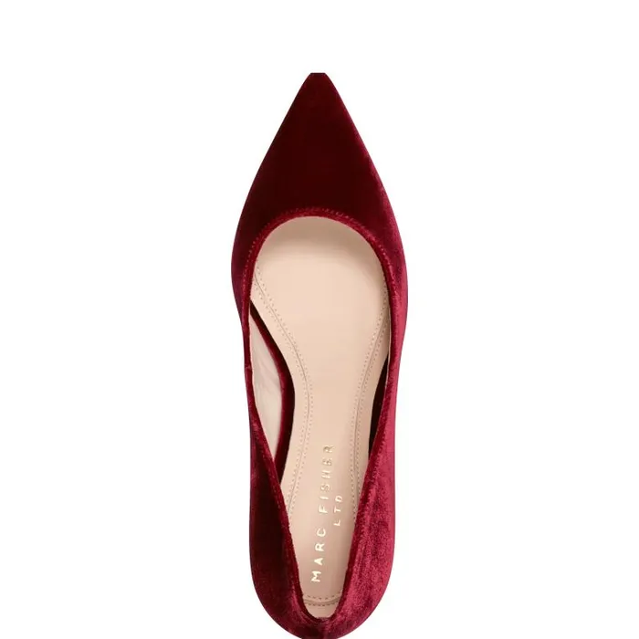 Marc Fisher Heels and Pumps Women Zala Block Heel Pointy Toe Pump Dark Red Velvet