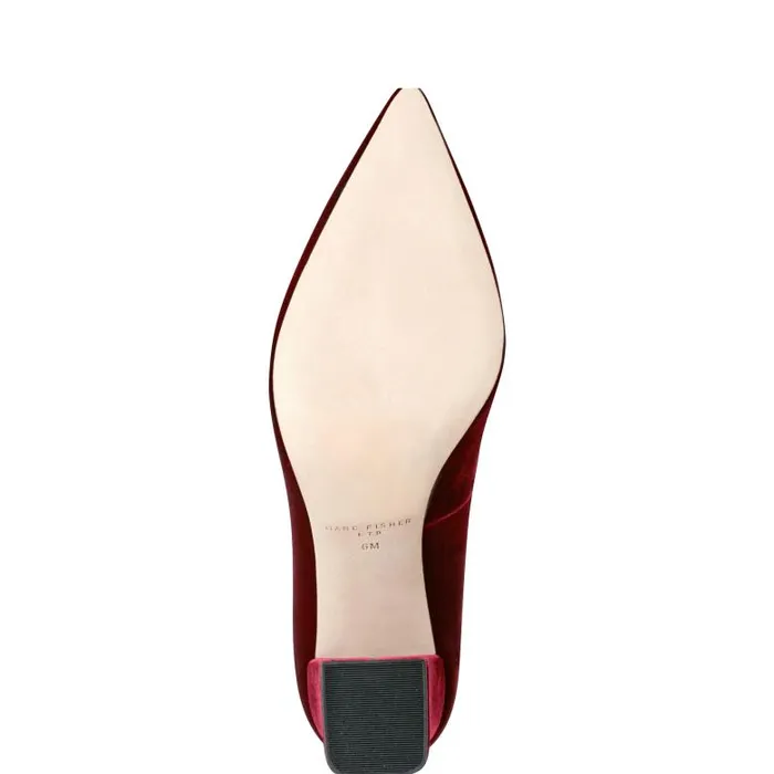 Marc Fisher Heels and Pumps Women Zala Block Heel Pointy Toe Pump Dark Red Velvet