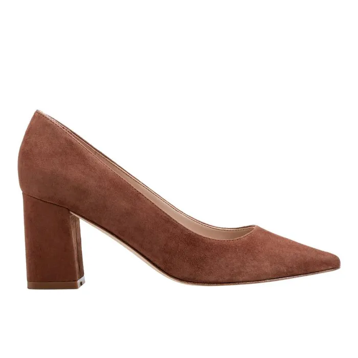 Marc Fisher Heels and Pumps Women Zala Block Heel Pointy Toe Pump Medium Natural Suede Marc Fisher Heels and Pumps Women Zala Block Heel Pointy Toe Pump Medium Natural Suede