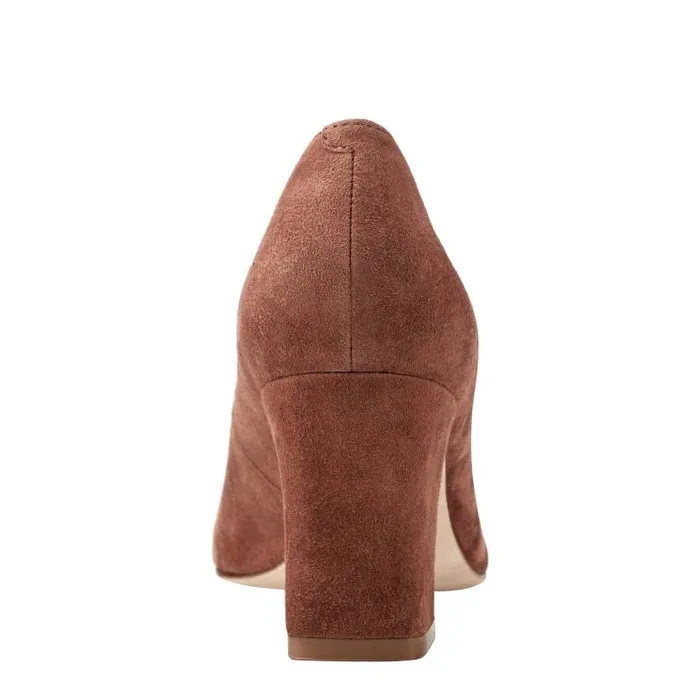 Marc Fisher Heels and Pumps Women Zala Block Heel Pointy Toe Pump Medium Natural Suede