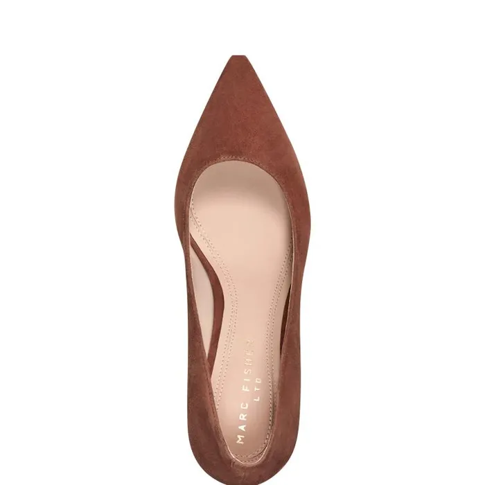 Marc Fisher Heels and Pumps Women Zala Block Heel Pointy Toe Pump Medium Natural Suede