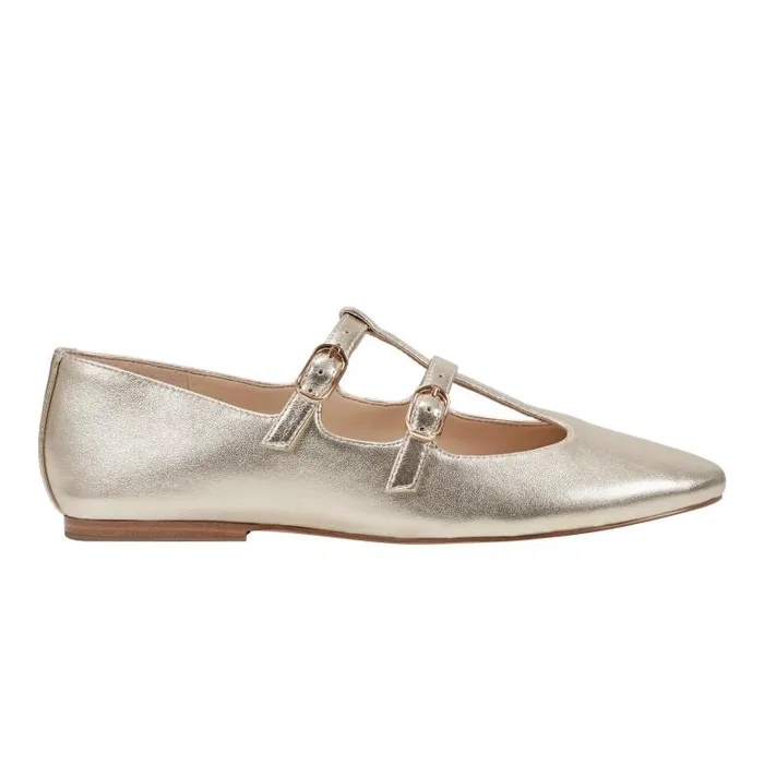 Marc Fisher Loafers and Flats Women Evie Ballet Flat Gold Leather